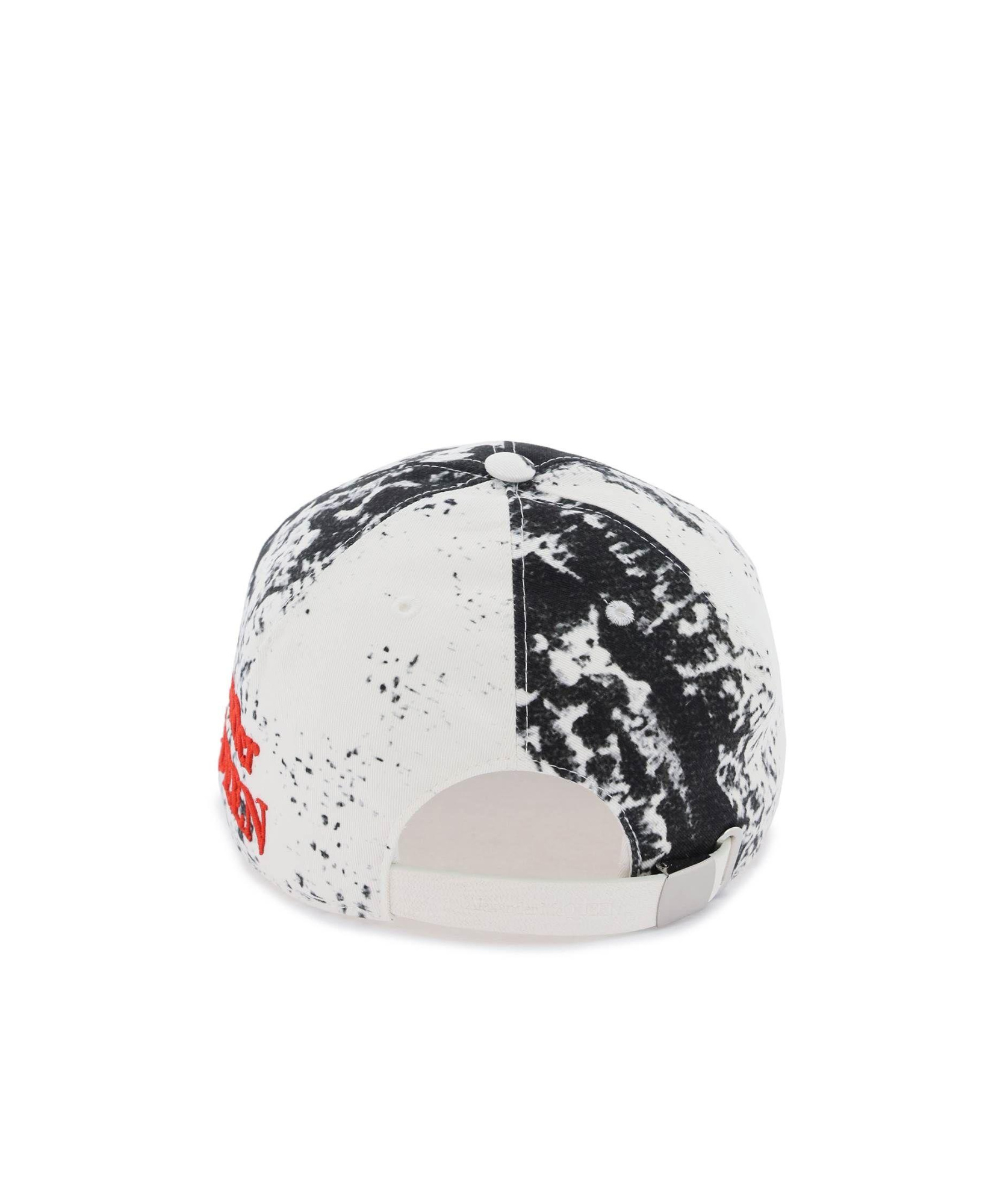 Alexander Mcqueen Printed Cap With Curved Brim And Eyelets In White