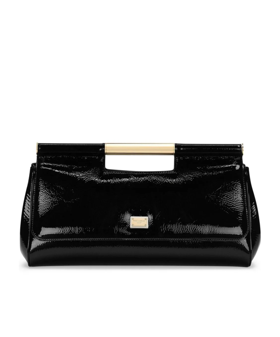 Dolce & Gabbana Patent-leather Clutch Bag In Black