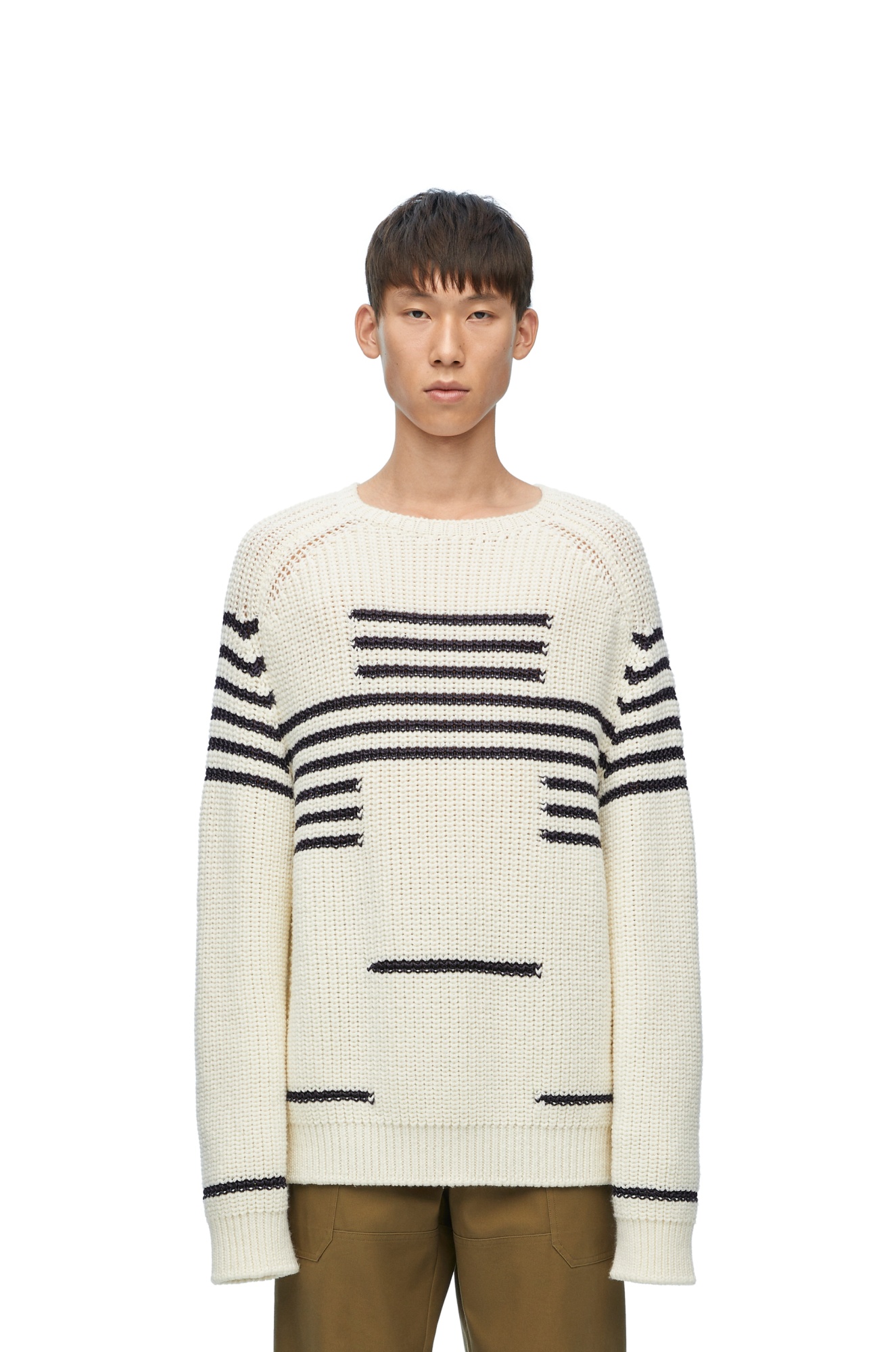 Loewe Ivory Wool Blend Sweater In Black