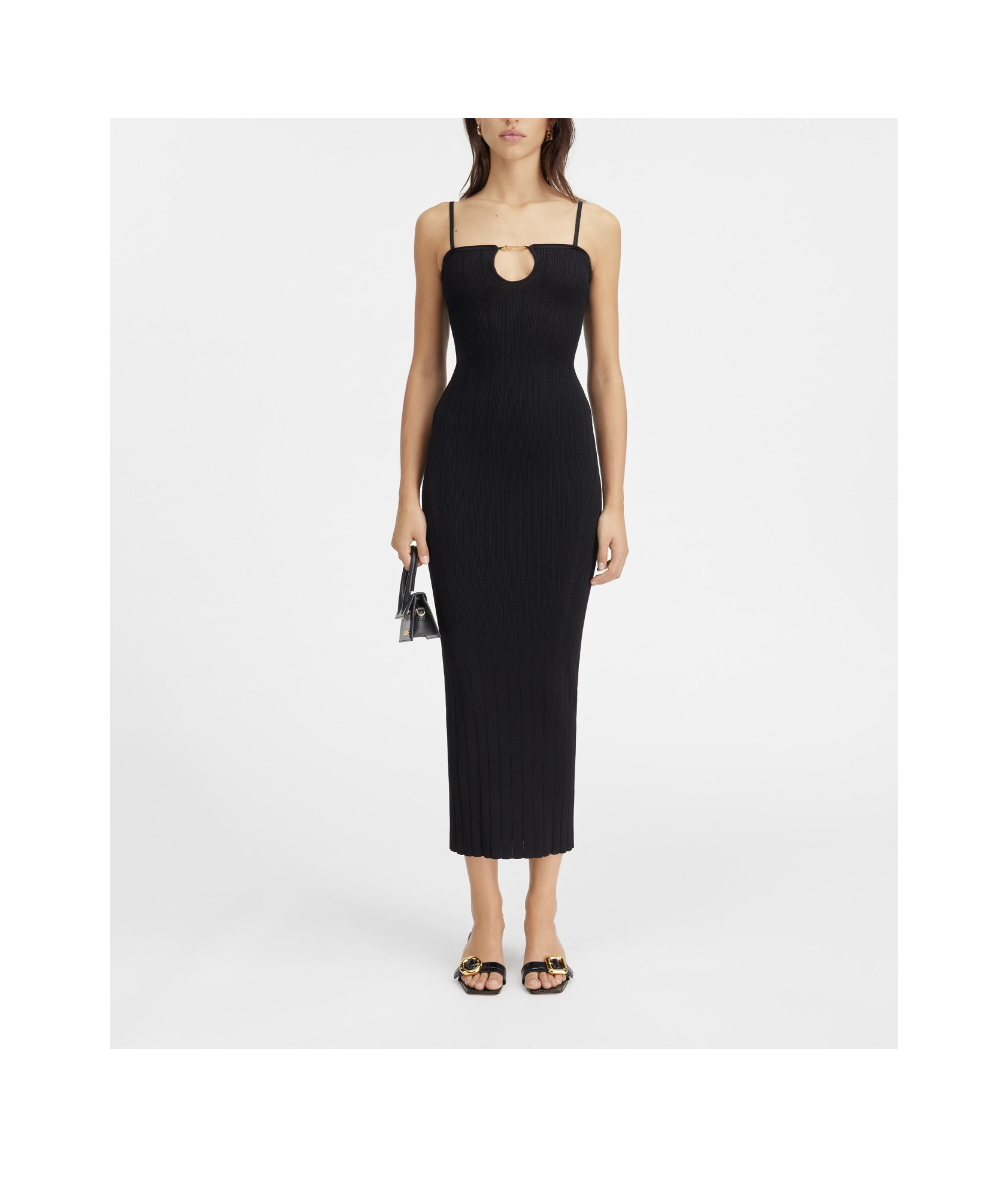 Jacquemus La Robe Sierra Black Midi Dress In Viscose Woman In Black