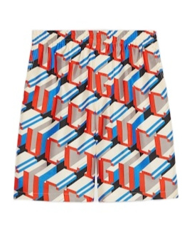 Gucci Silk Bermuda Shorts With Pixel Print In Multicolor