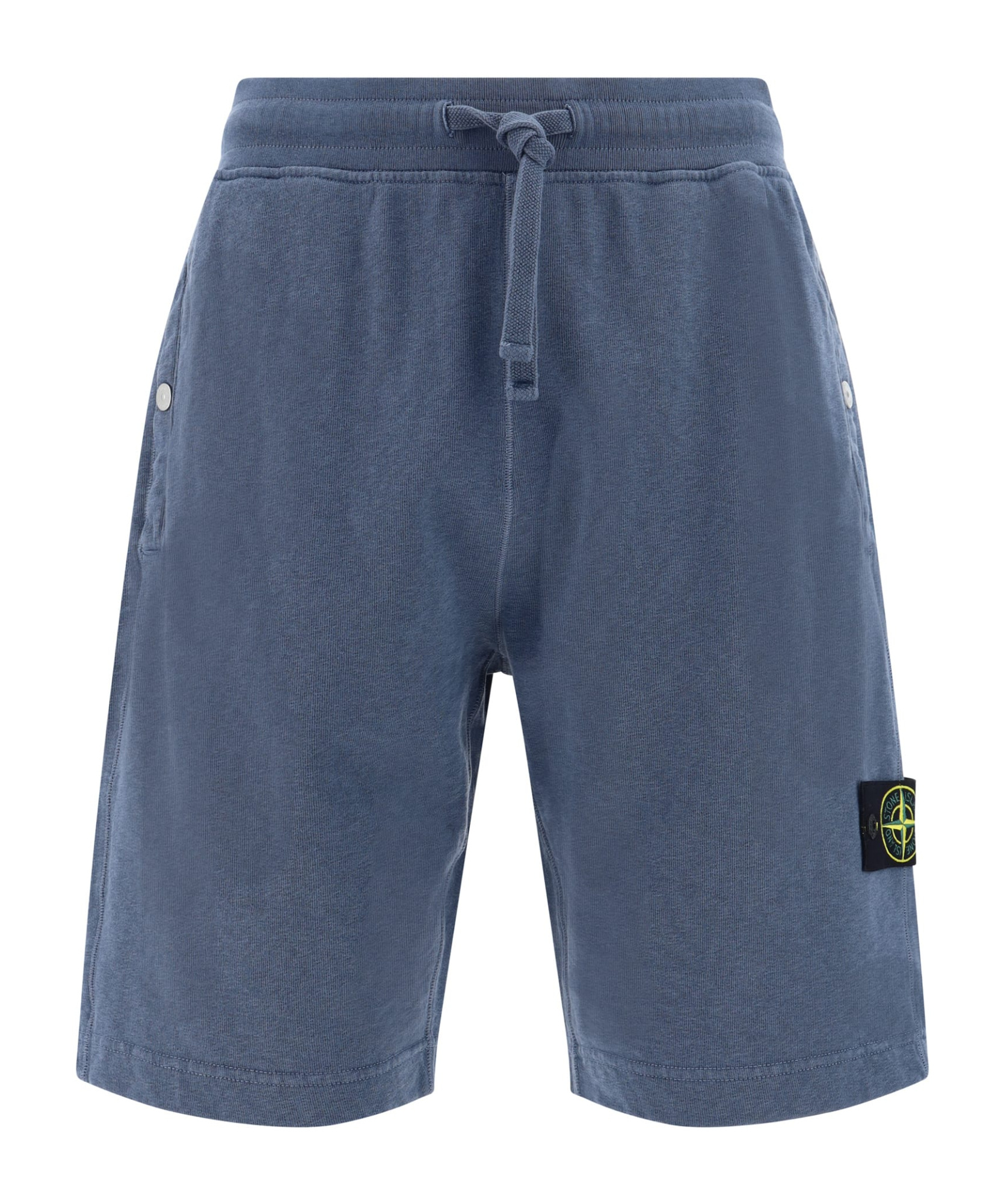 Stone Island Elasticated Waistband Patch Pocket Shorts Side Pockets In Blue