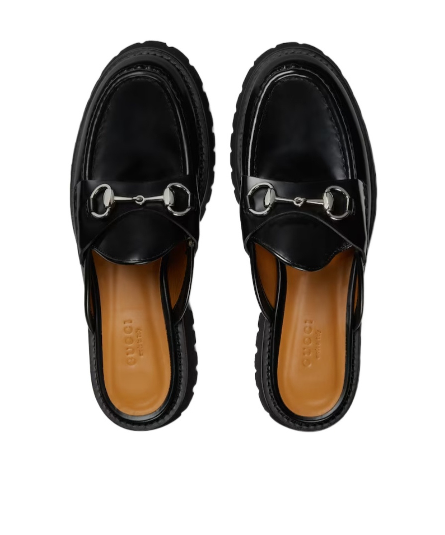 Gucci Horsebit Leather Mules In Black