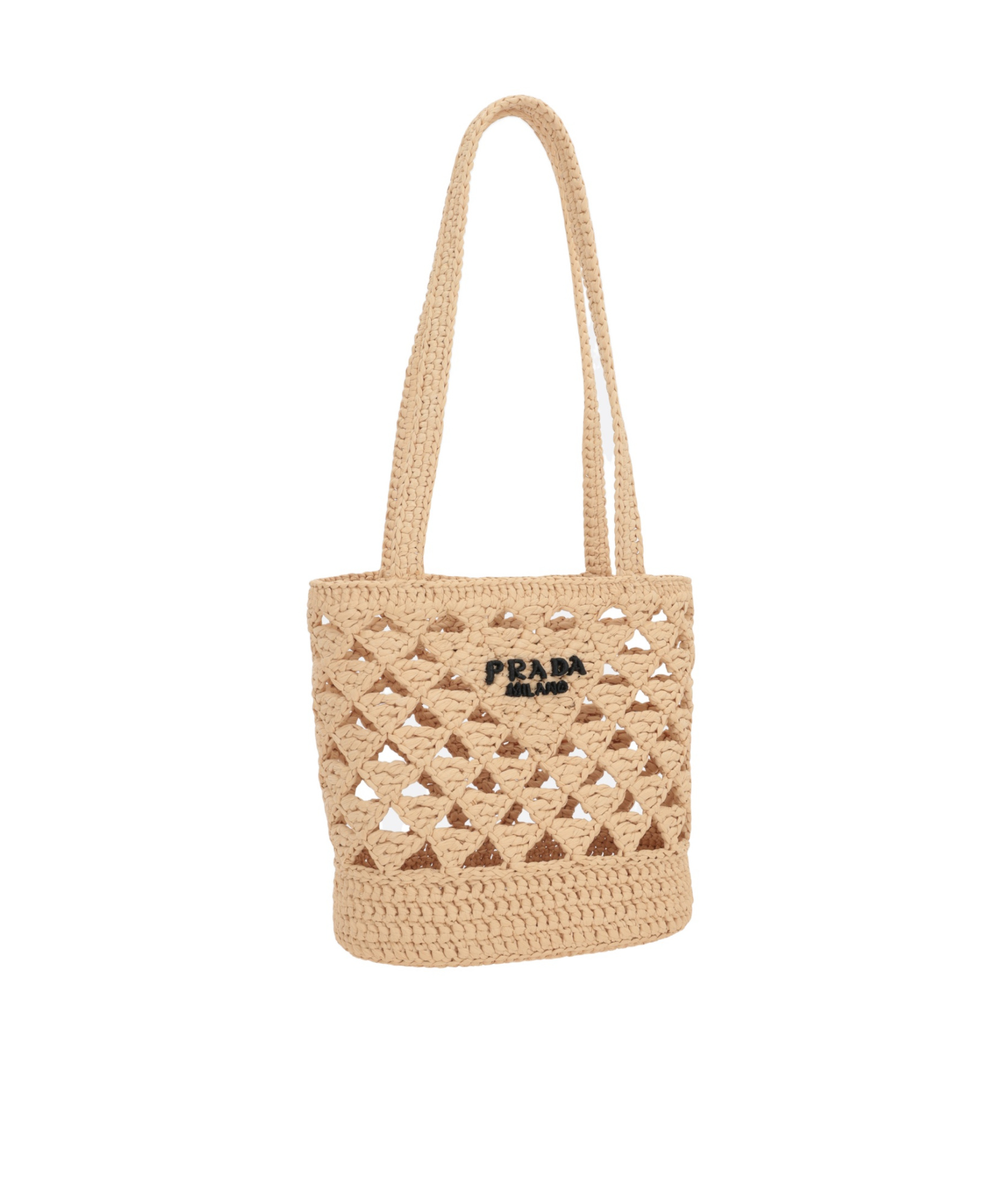 Prada Structured Open Weave Tote Bag In Nude