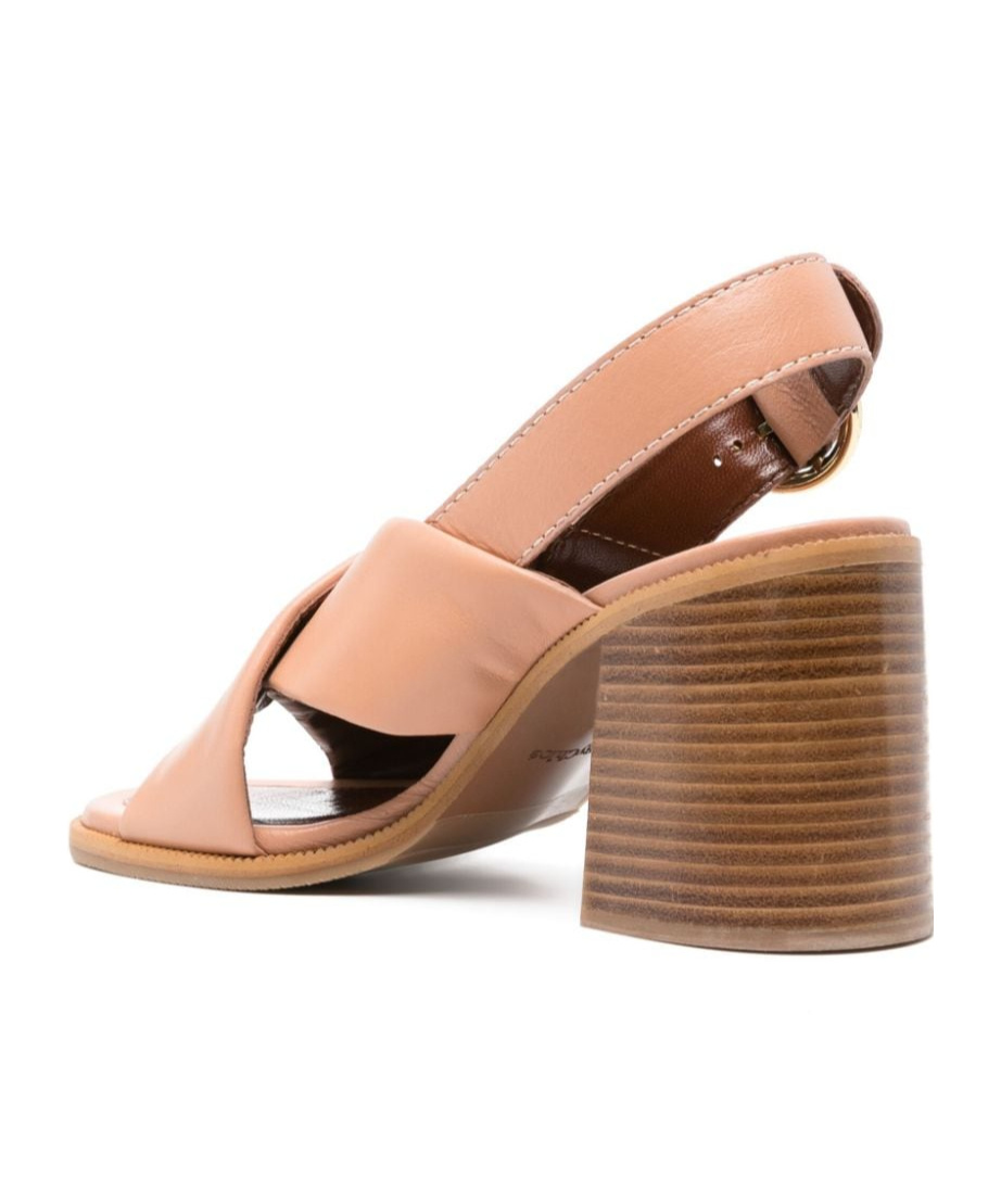 See By Chloé 85mm Logo-buckle Leather Sandals In Nude