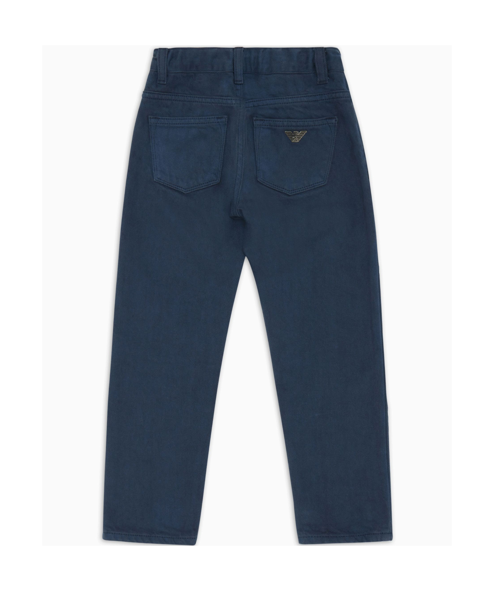 Emporio Armani Logo-plaque Twill Chinos In Blue