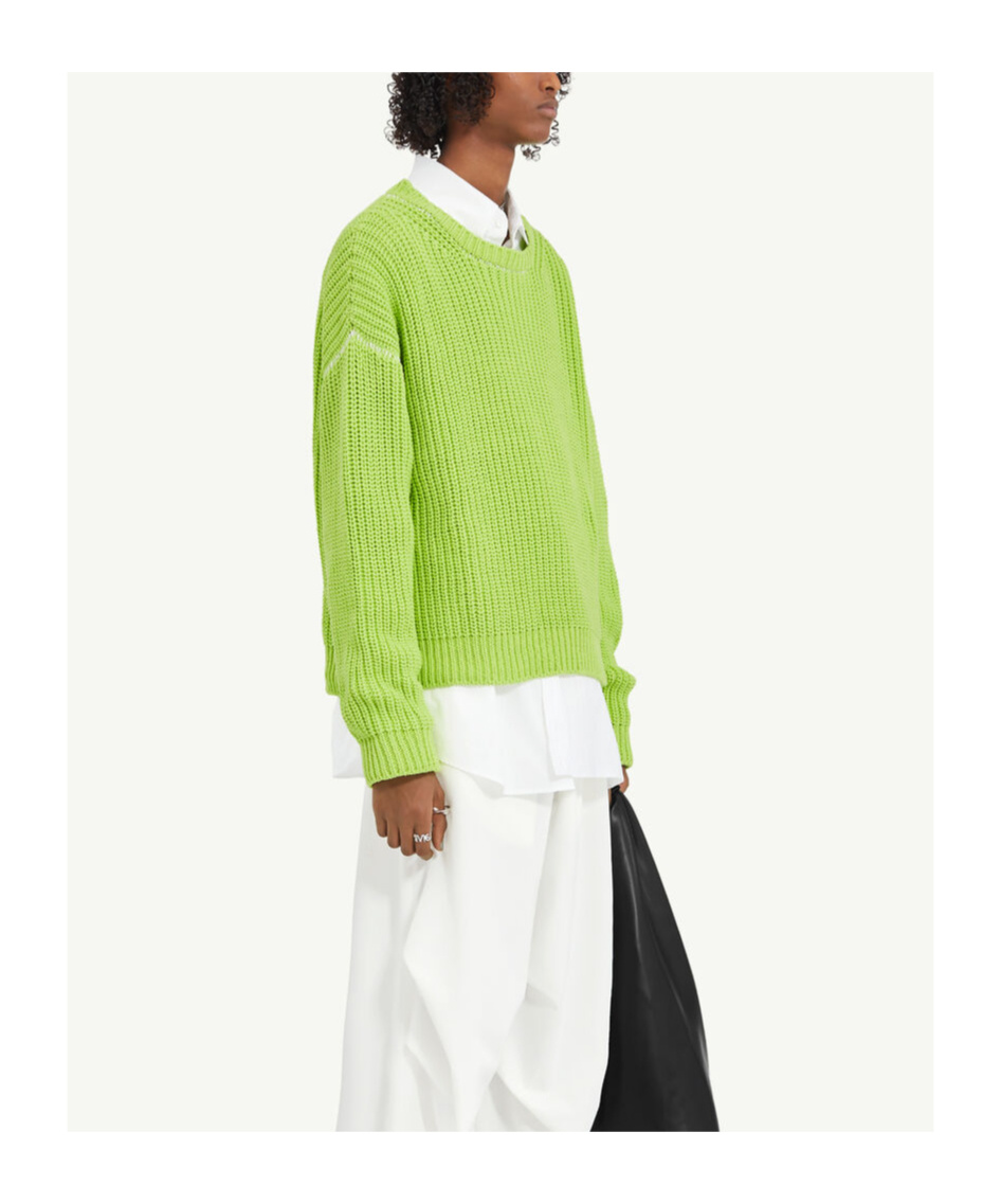 Mm6 Maison Margiela Decorative-stitching Chunky-knit Jumper In Green