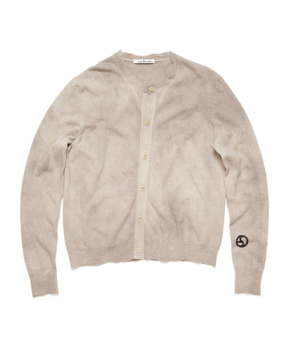 Acne Studios Crew-neck Knitted Cardigan In Nude