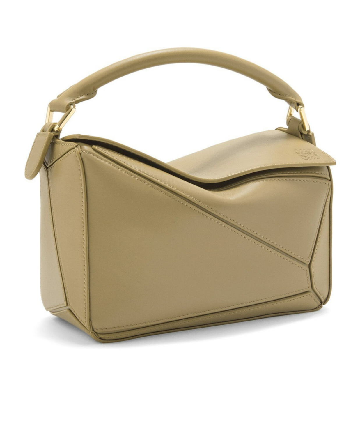 Loewe Puzzle Small Leather Tote Bag In Green