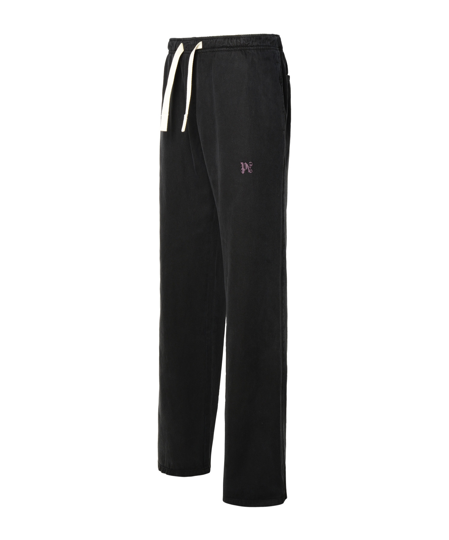 Palm Angels Black Pxp Washed Palm Chino Trousers In Black