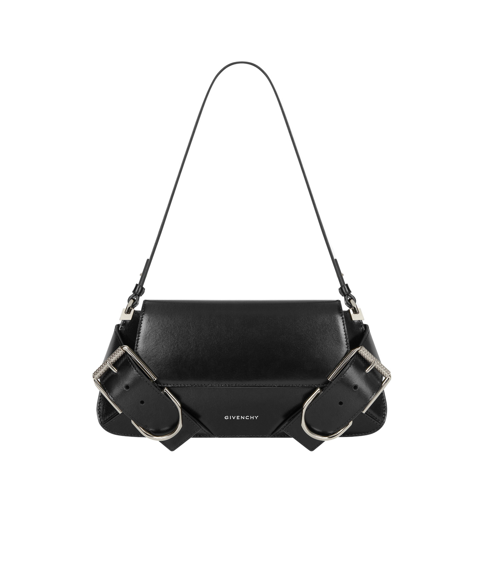 Givenchy Calf Leather Shoulder Bag With Detachable Strap In Black