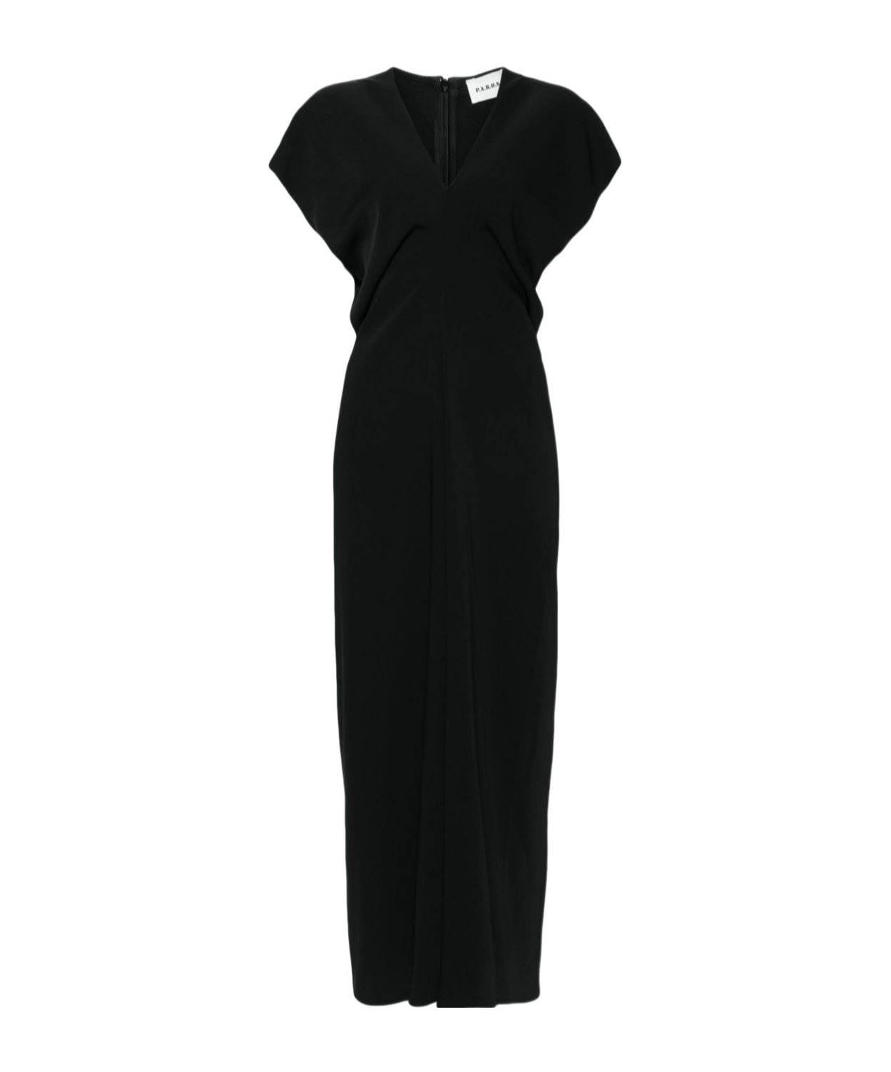P.a.r.o.s.h Draped Cady Midi Dress In Black