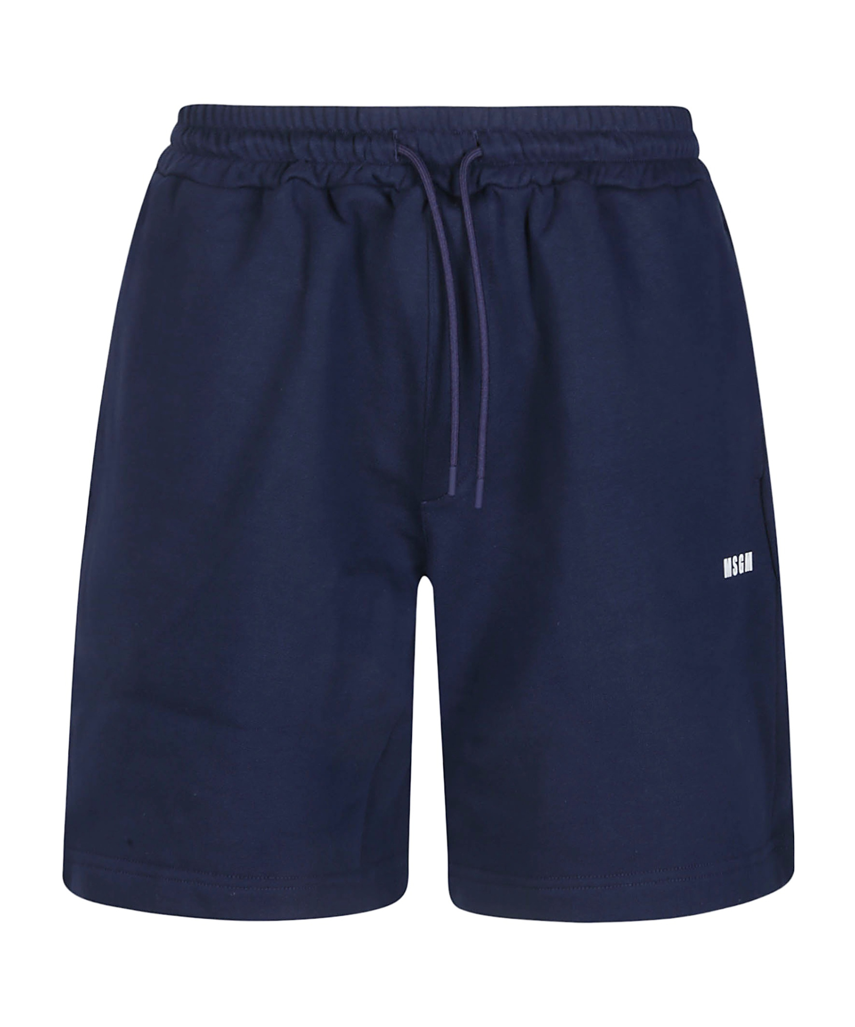 Msgm Logo Printed Drawstring Shorts In Blue