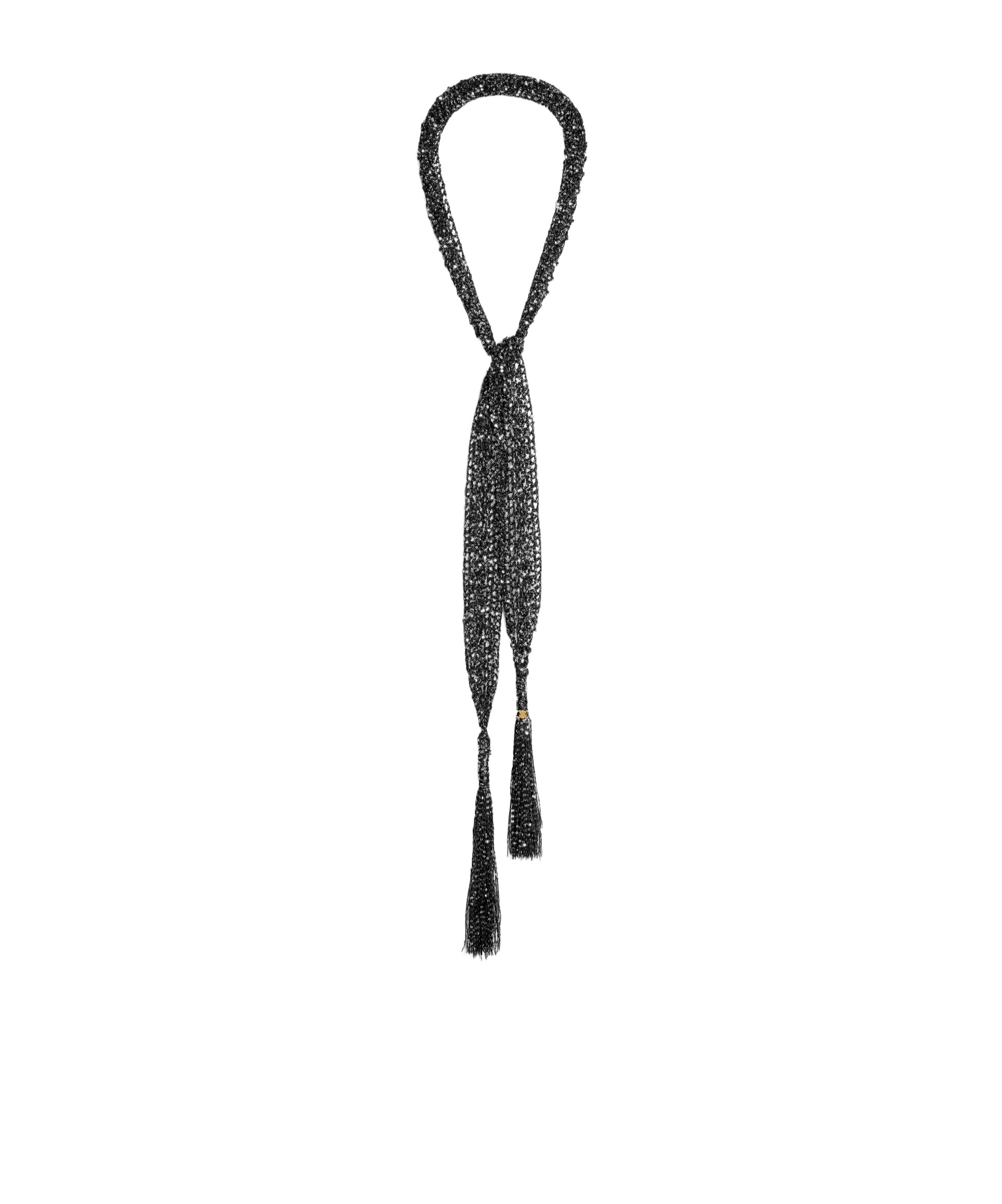 Celine Thin Scarf With Sequined Crochet In Black