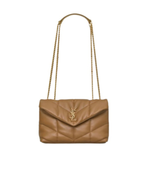 Saint Laurent Small Puffer Leather Shoulder Bag In Brown