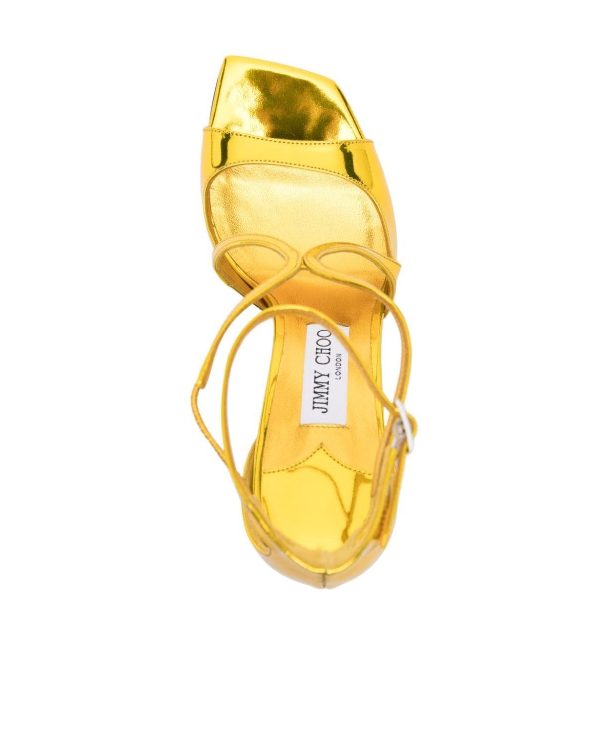 Jimmy Choo Citrine Liquid Metal Leather Azia 95 Sandals In Yellow