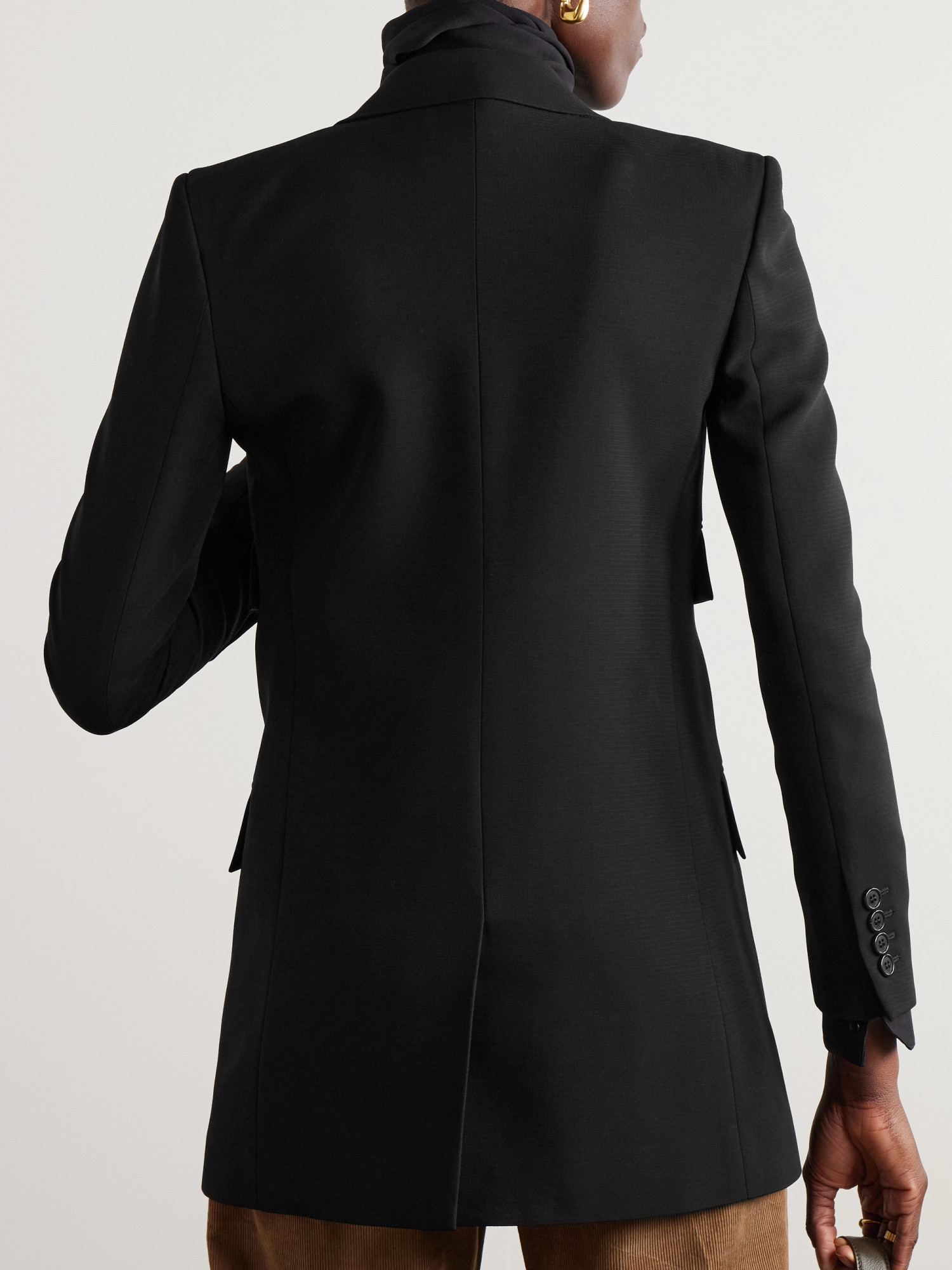 Saint Laurent Single-breasted Long-sleeved Jacket In Black