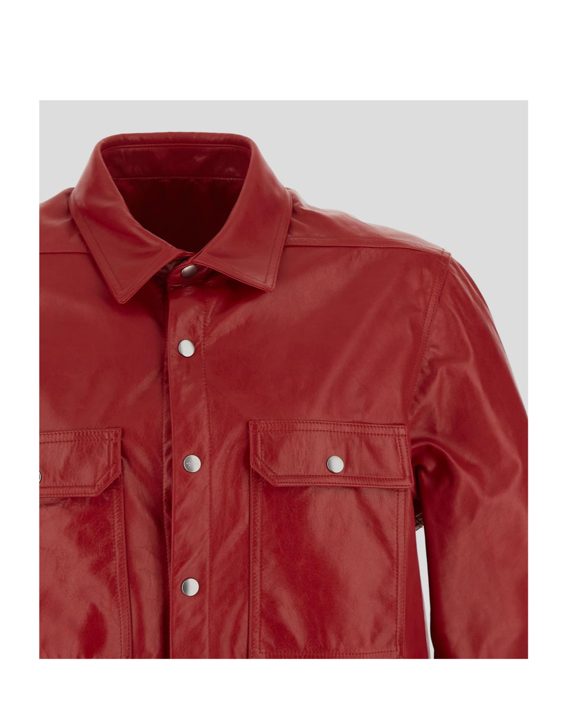 Rick Owens Red Outershirt Leather Jacket In Red