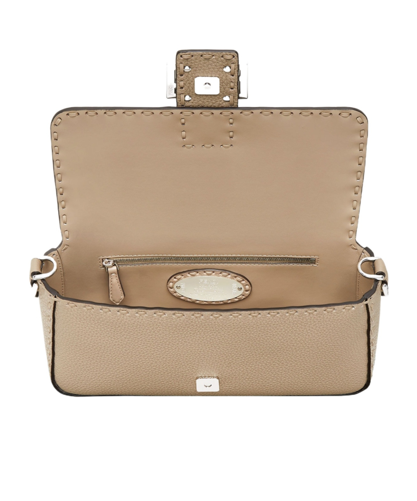 Fendi Dove Grey Selleria Bag With 612 Hand-sewn Topstitches In Nude