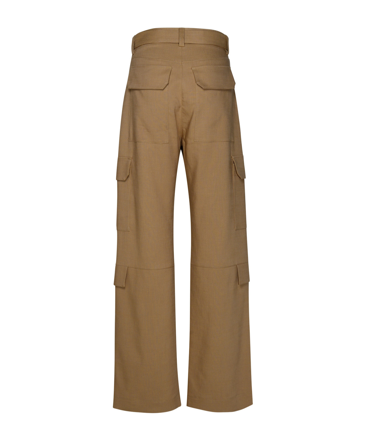 Msgm Belted High-waist Palazzo Cargo Pants In Brown
