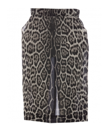 Saint Laurent Leopard-print Silk Skirt In Black
