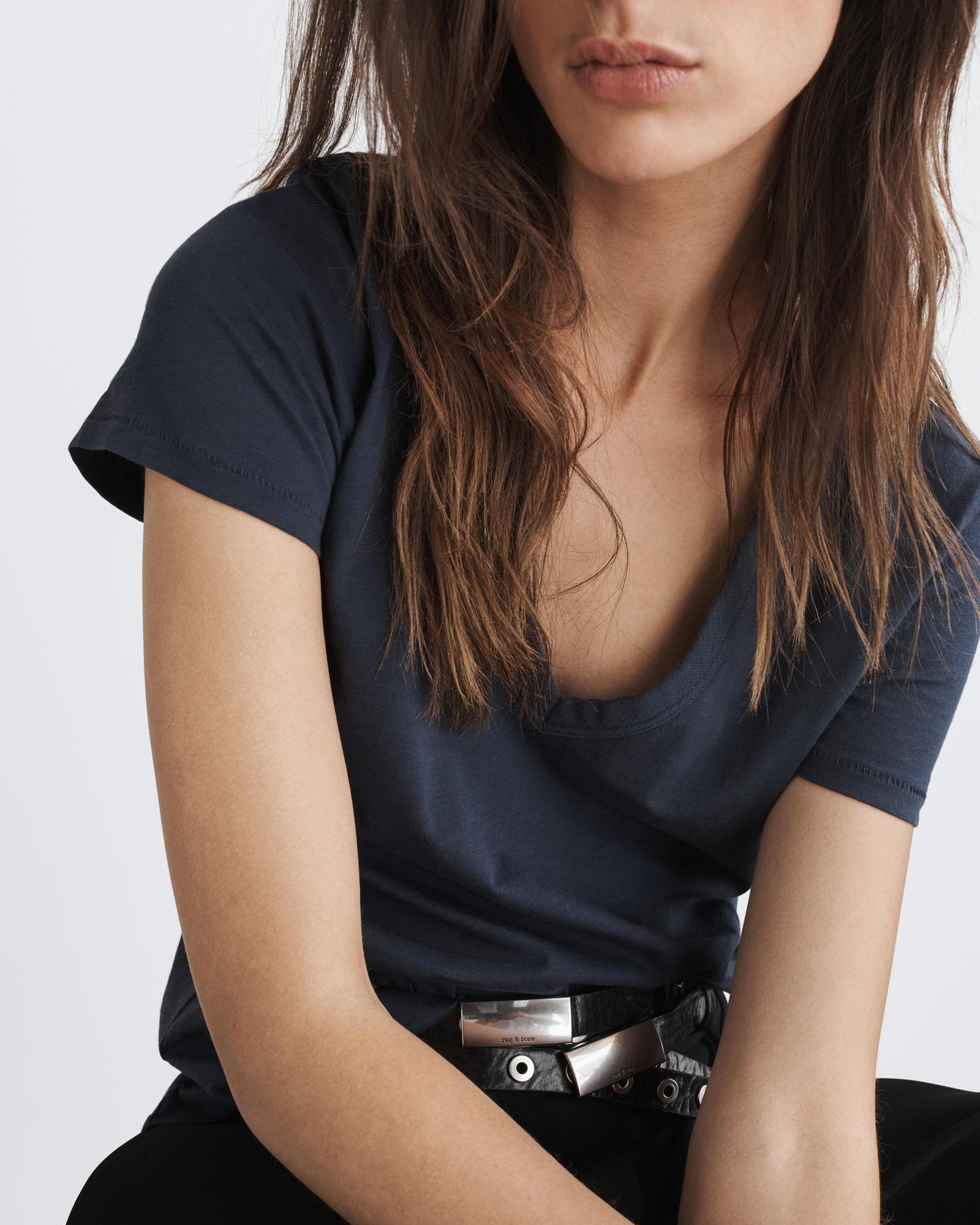 Rag & Bone The Slub V-neck Organic Pima Cotton T-shirt In Black