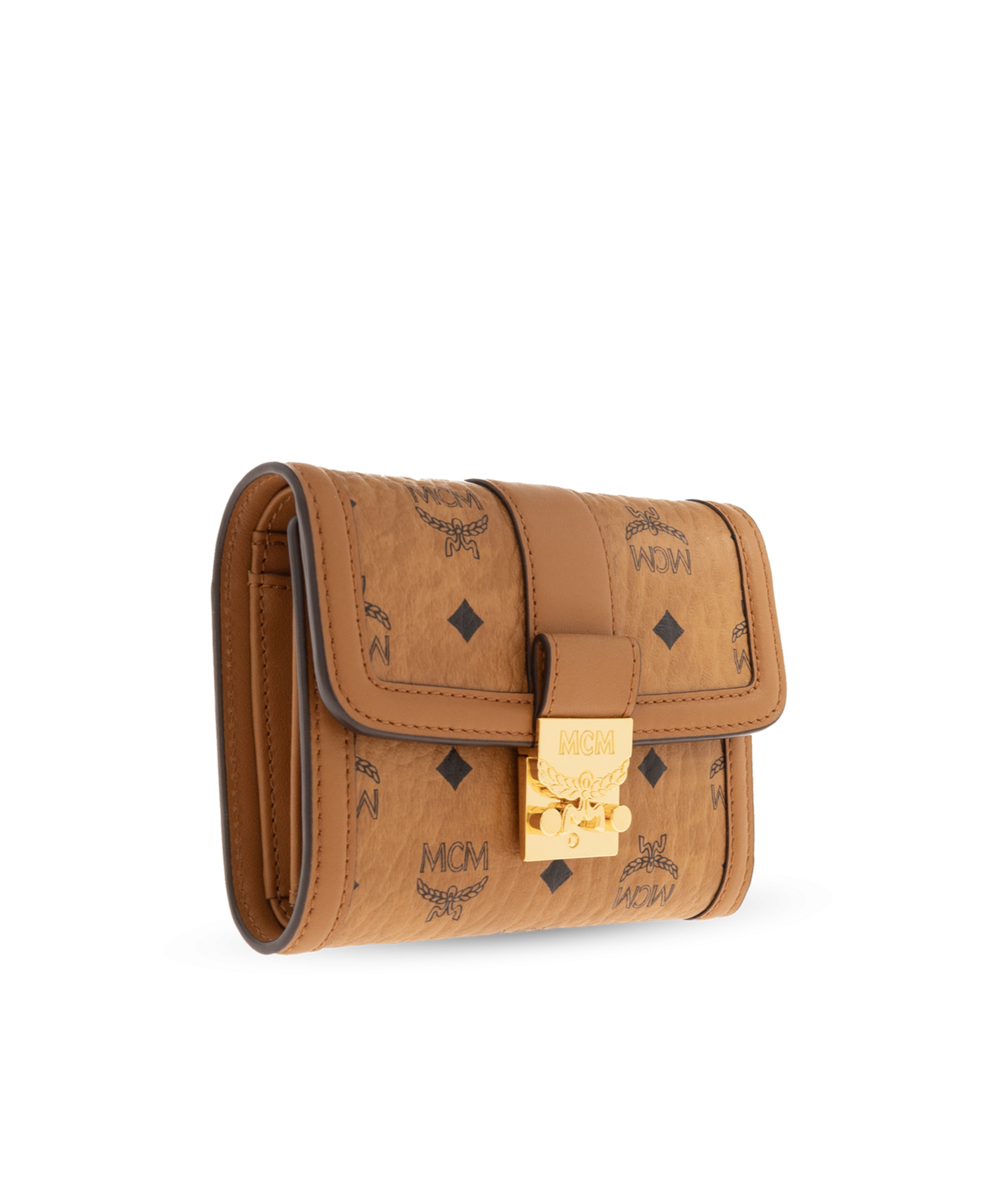Mcm Tracy Trifold Wallet In Visetos In Brown