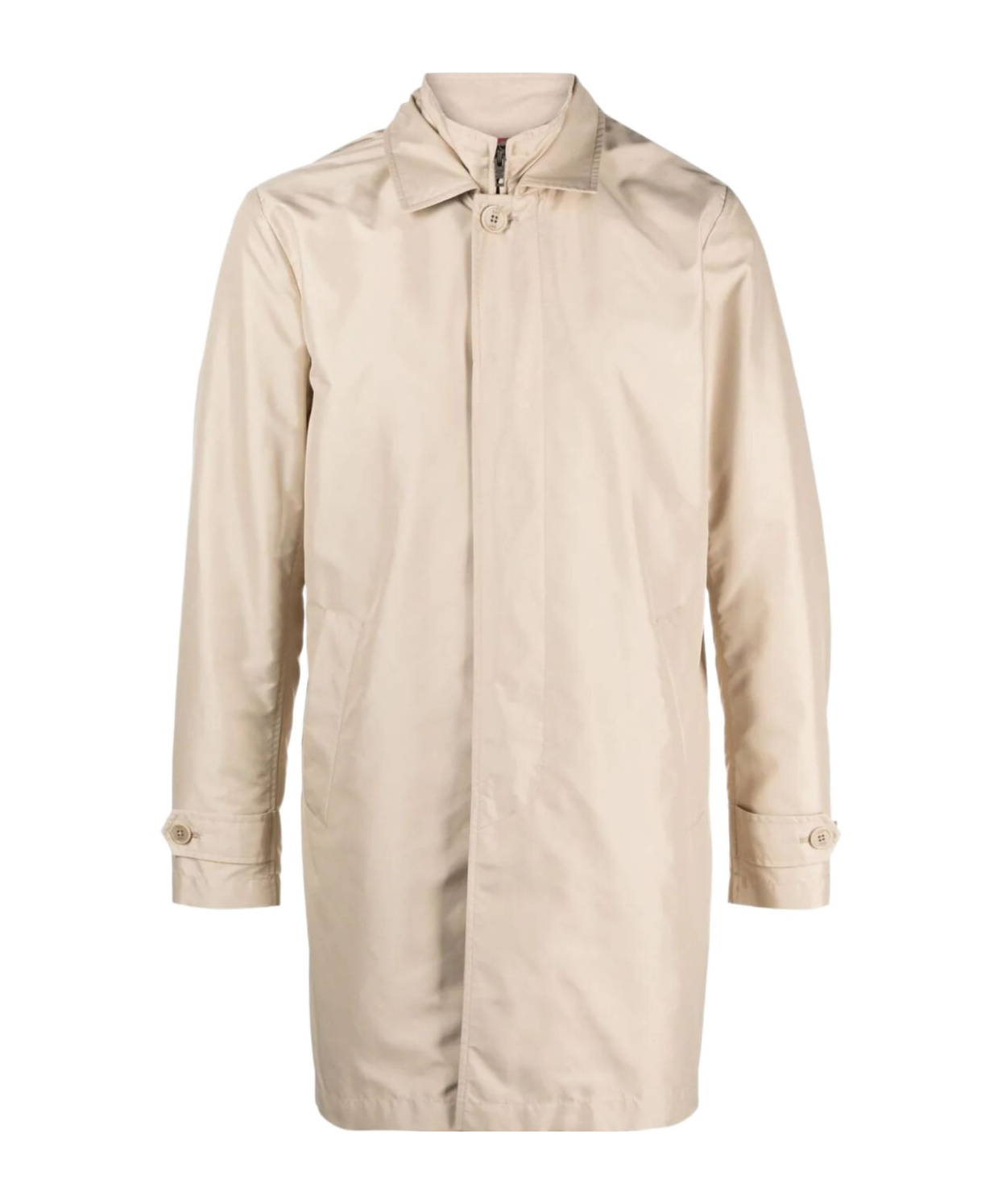 Fay Morning Long Jacket Side Pockets Point Collar In Nude
