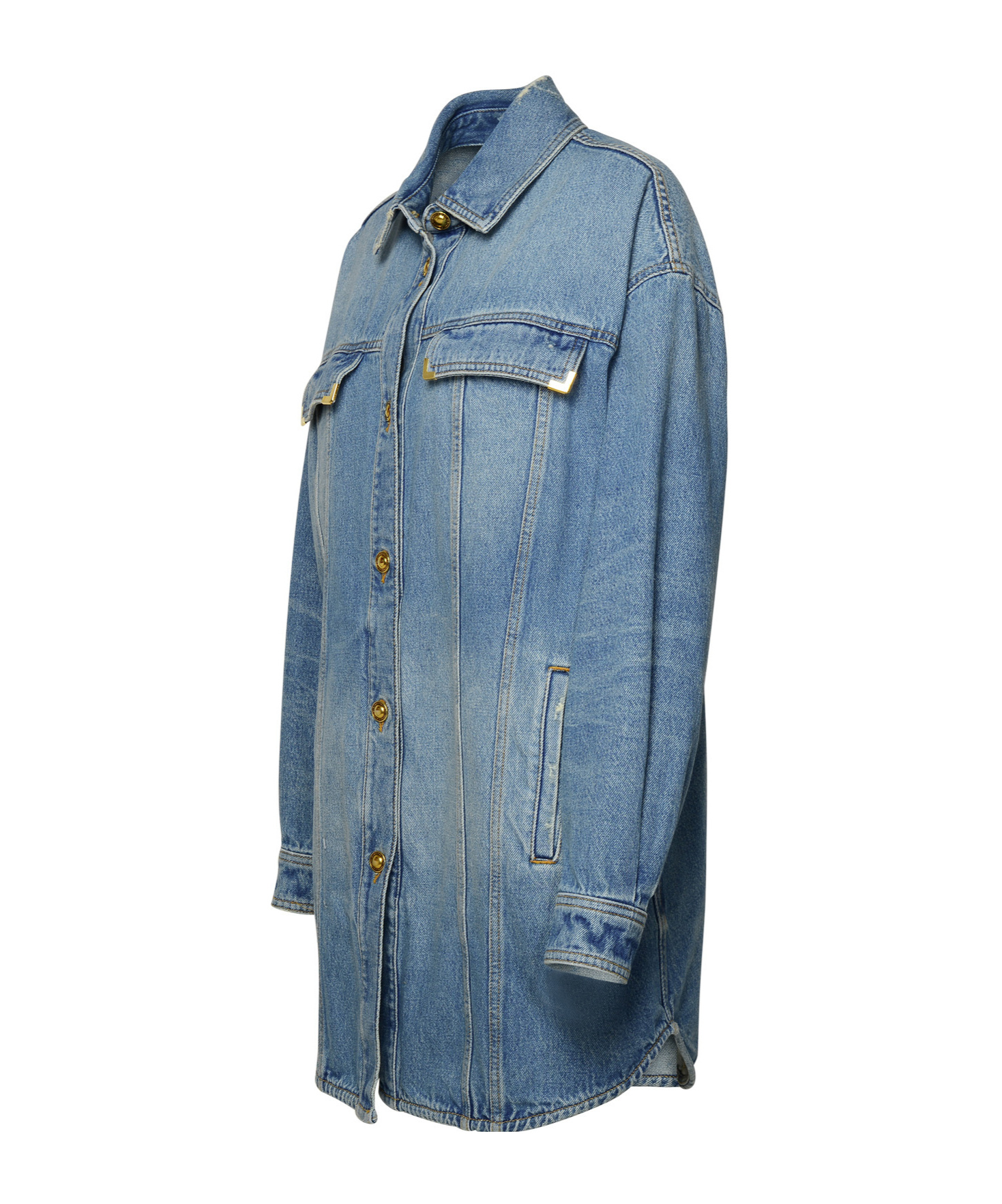 Palm Angels Blue Faded Denim Jacket In Blue