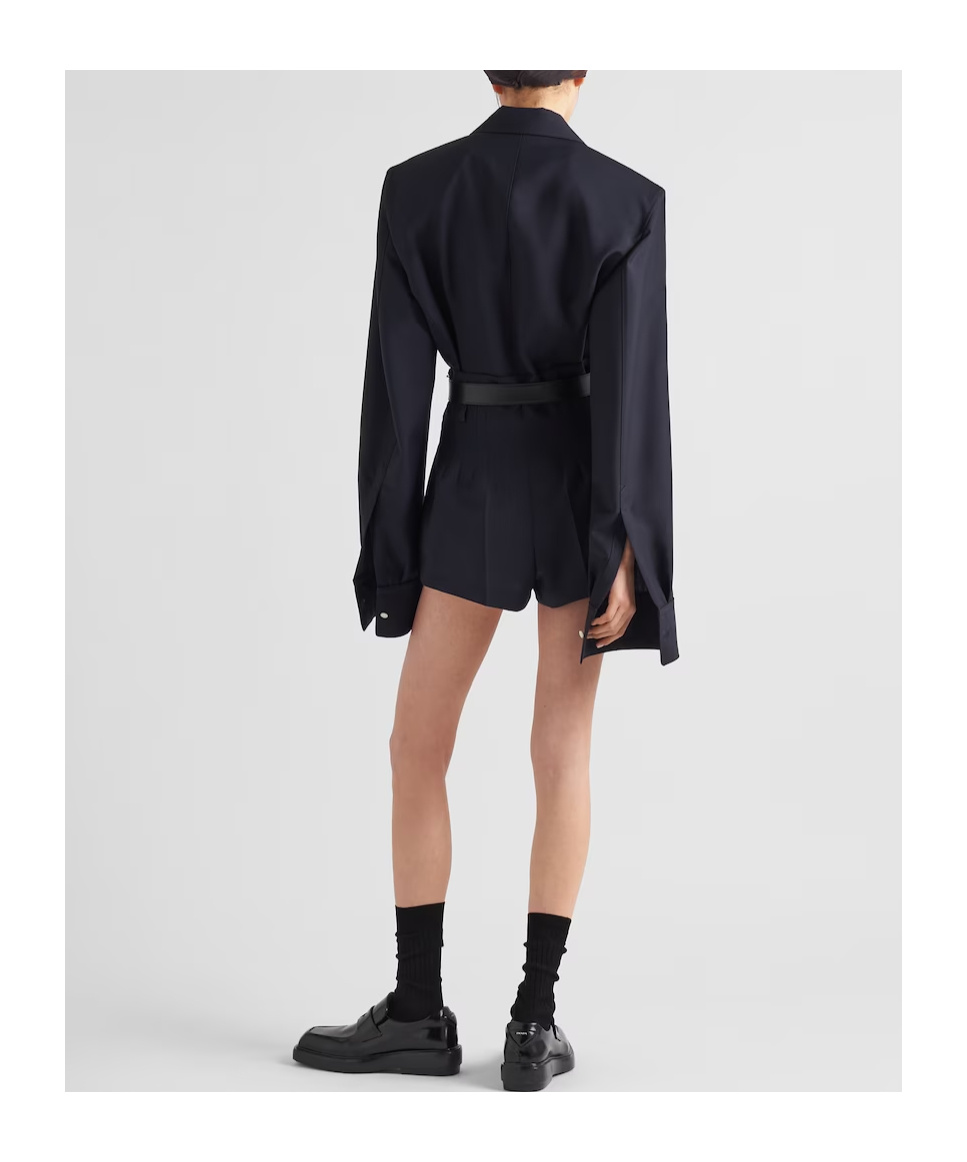 Prada Women Single-breasted Light Mohair Jacket In Blue