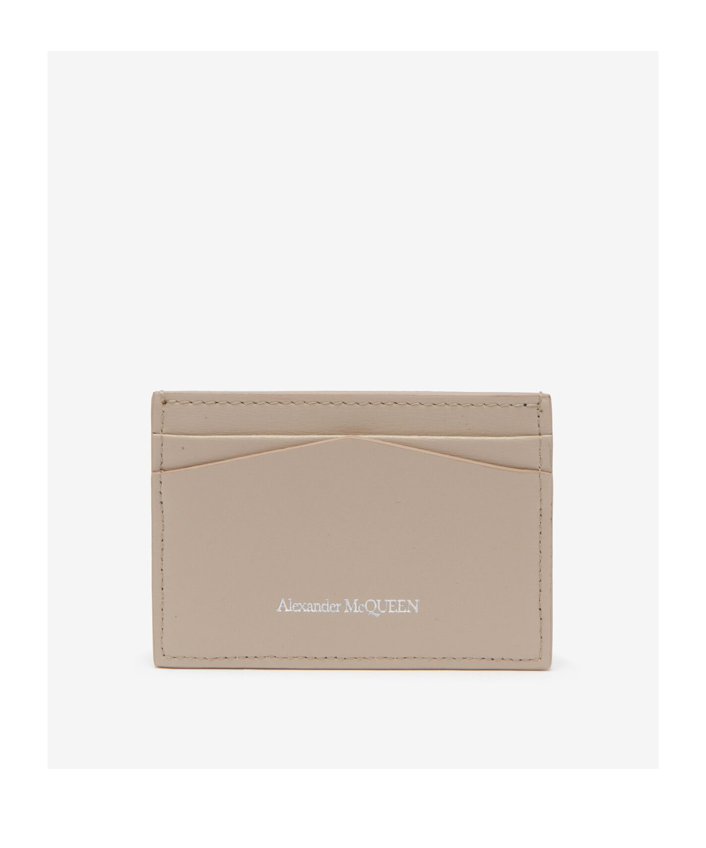 Alexander Mcqueen Skull-appliqué Leather Card Holder In Nude