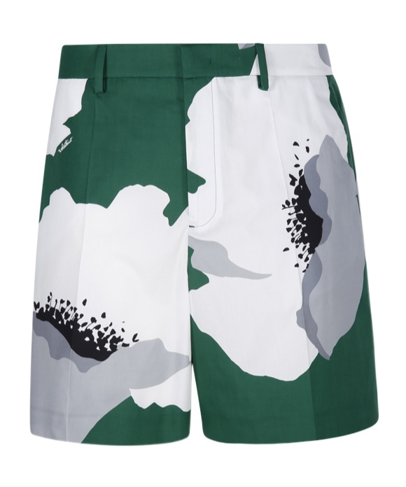 Valentino Garavani Printed Cotton Bermuda Shorts In White