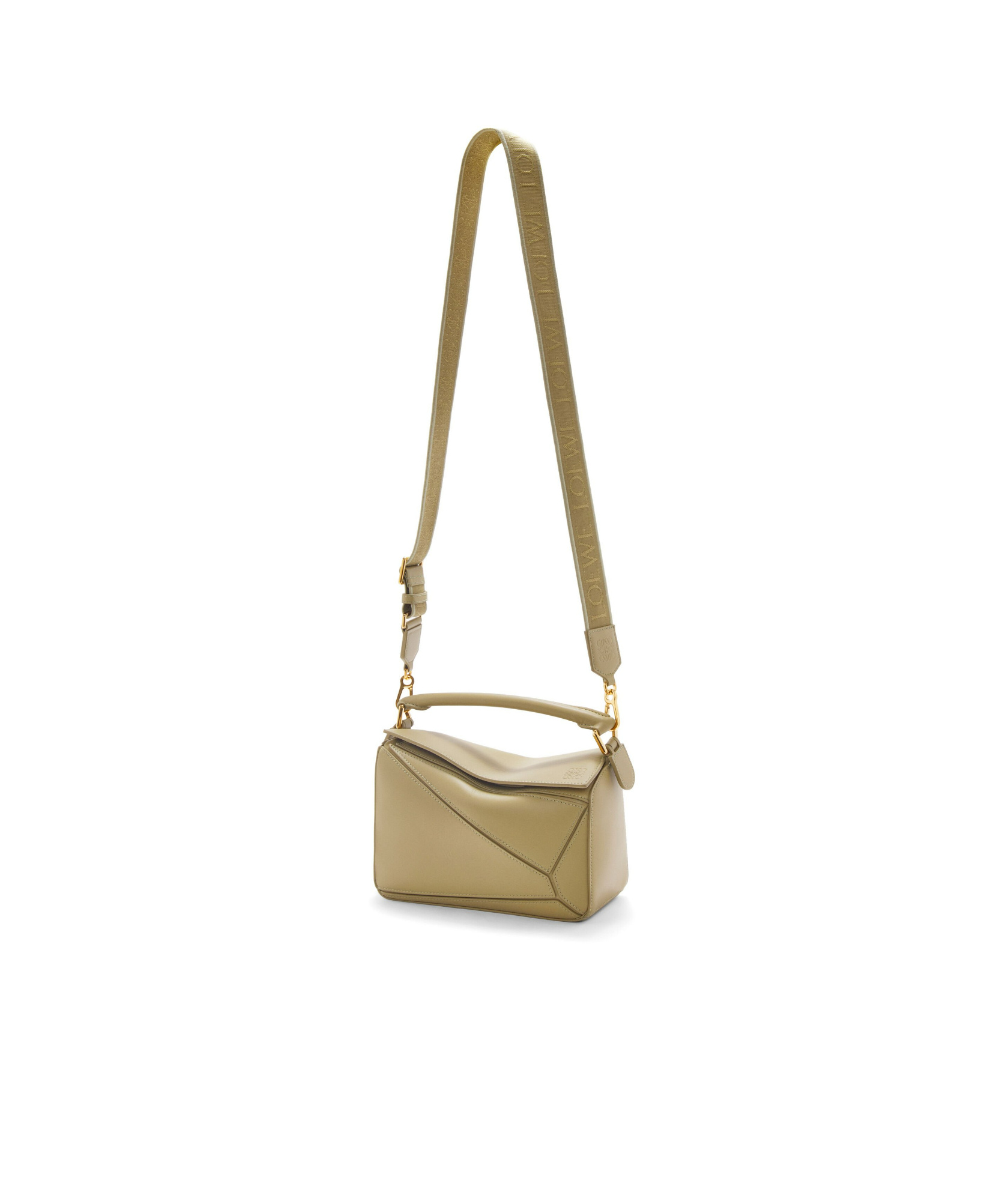 Loewe Puzzle Small Leather Tote Bag In Green