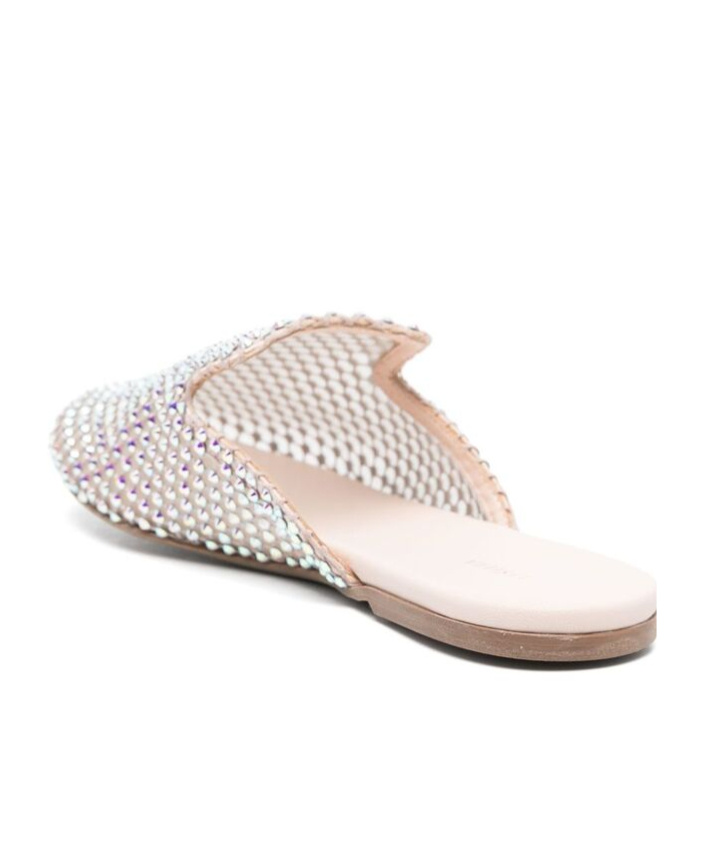 Le Silla Crystal-embellished Flat Mules In White