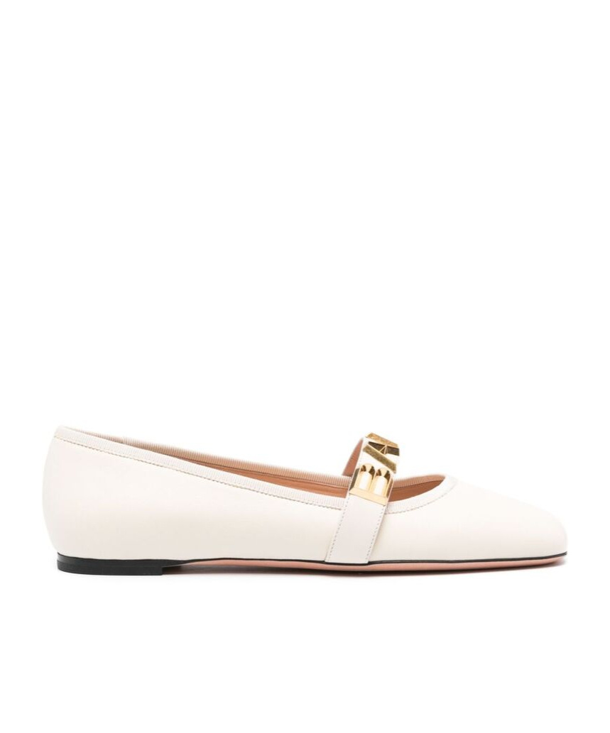 Bally White Balby Ballets Round Toe In White