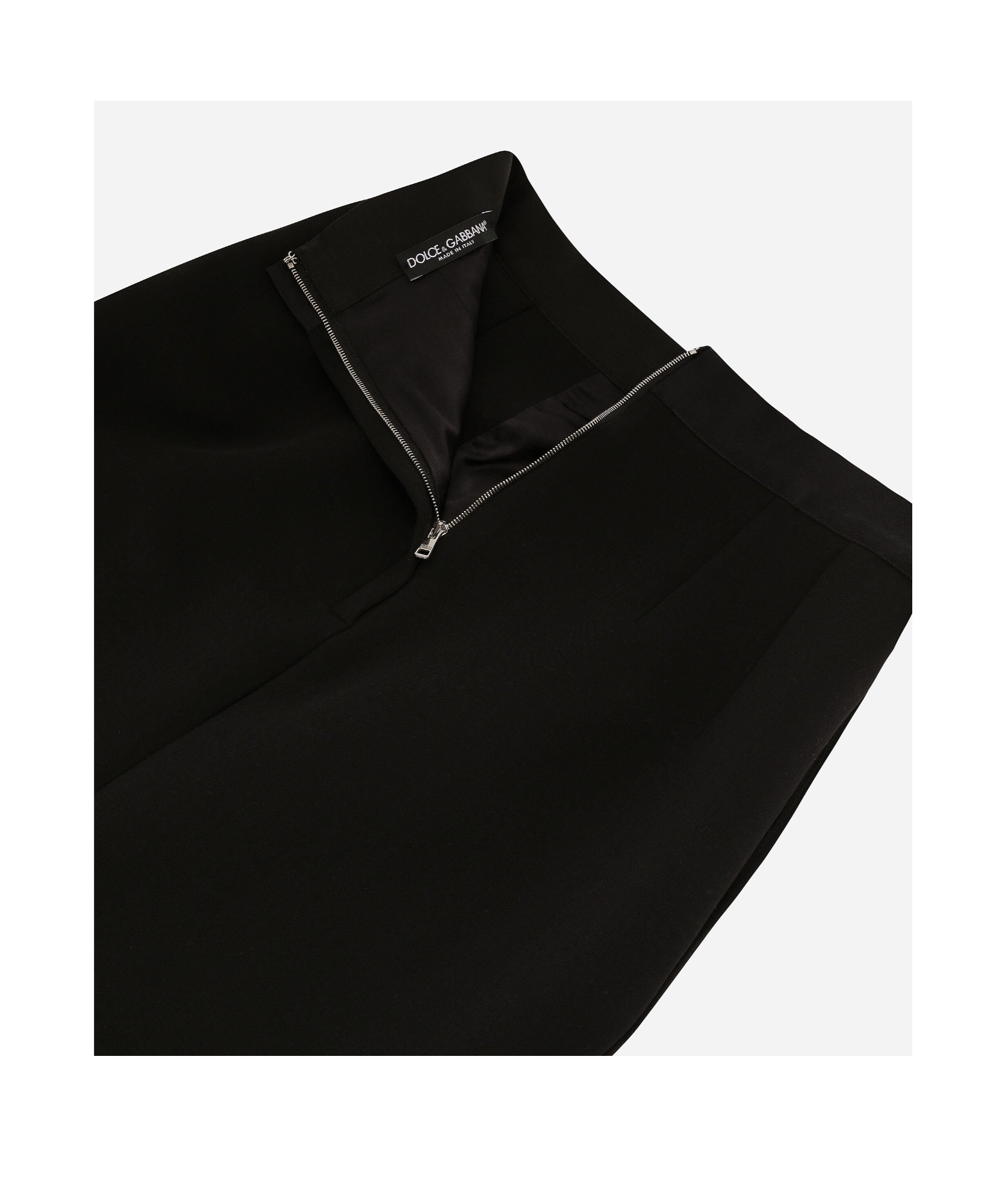 Dolce & Gabbana Bow-detail Virgin Wool-blend Skirt In Black