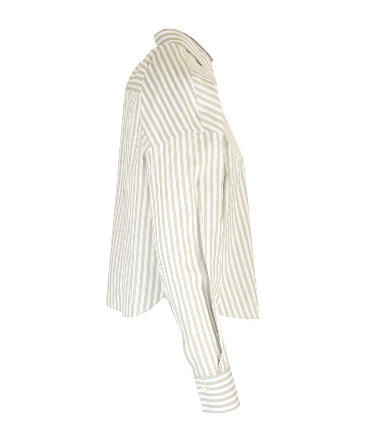 Brunello Cucinelli Striped Chain-embellished Shirt In Gray