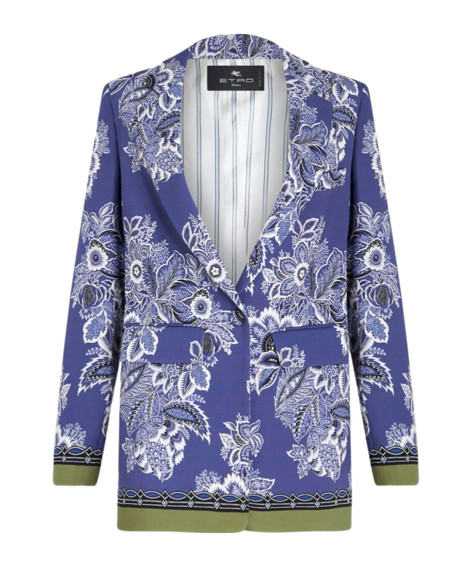 Etro Printed Cady Jacket In Blue