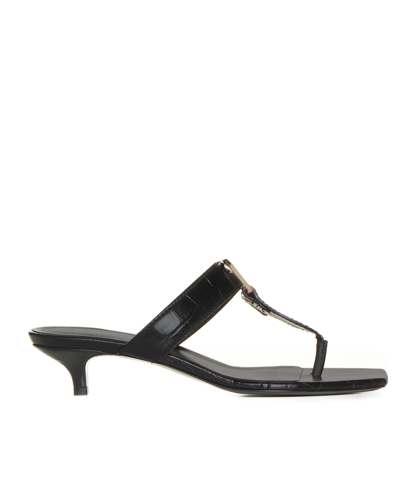 Totême Toteme Women Belted Croco Flip-flop Heels In Black