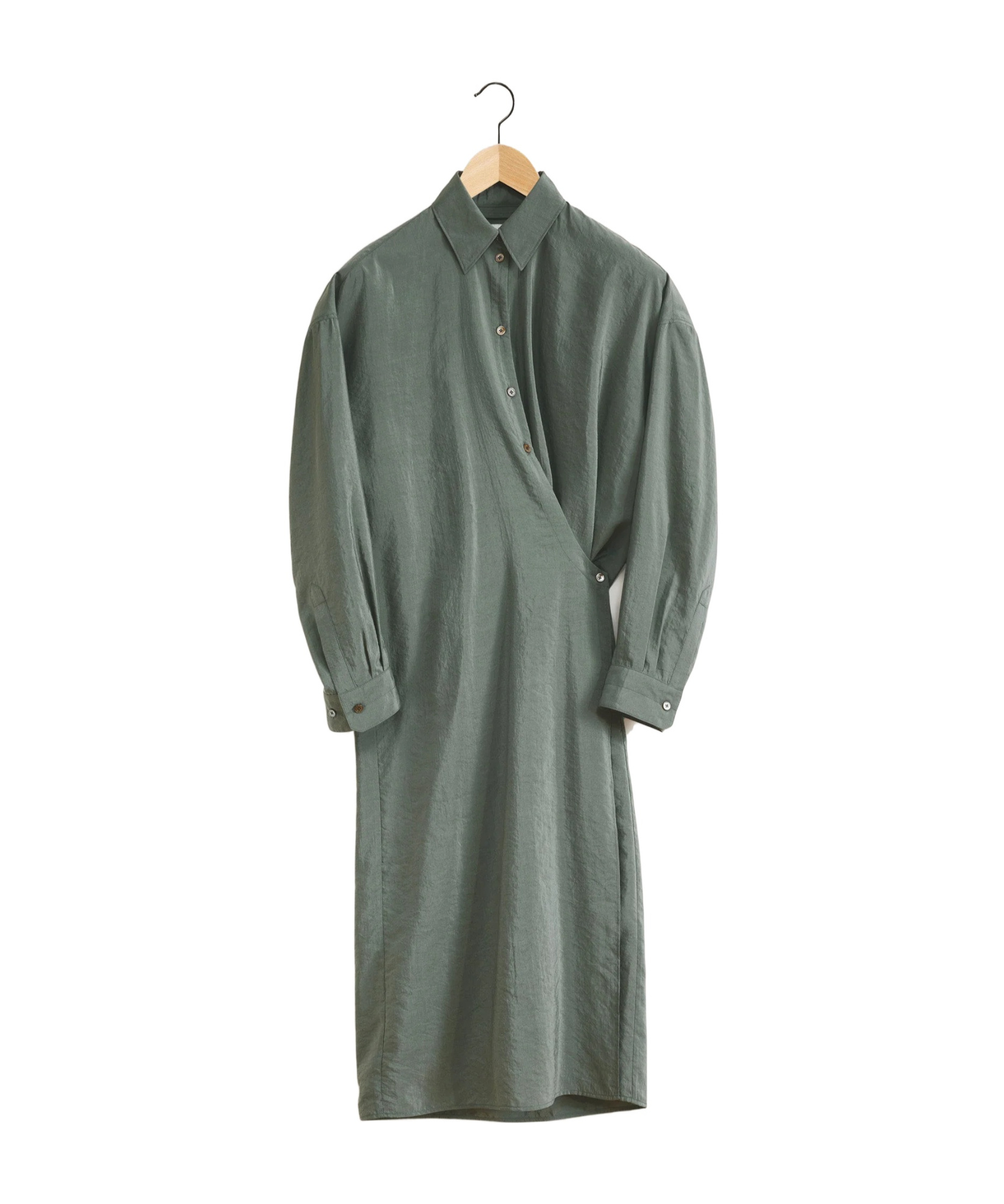 Lemaire Twisted Wrap Midi Dress In Gray
