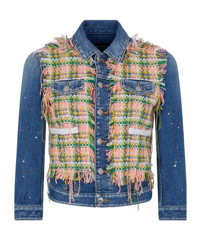 Dsquared2 Paint-splatter Panelled Denim Jacket In Multicolor