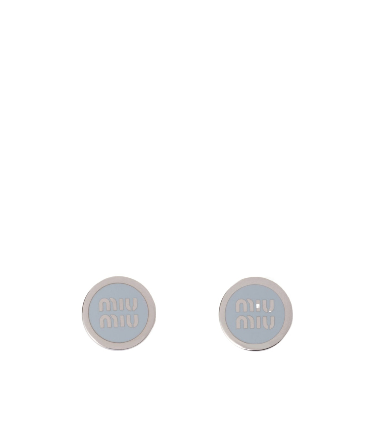 Miu Miu Logo Pattern Earrings In Gray