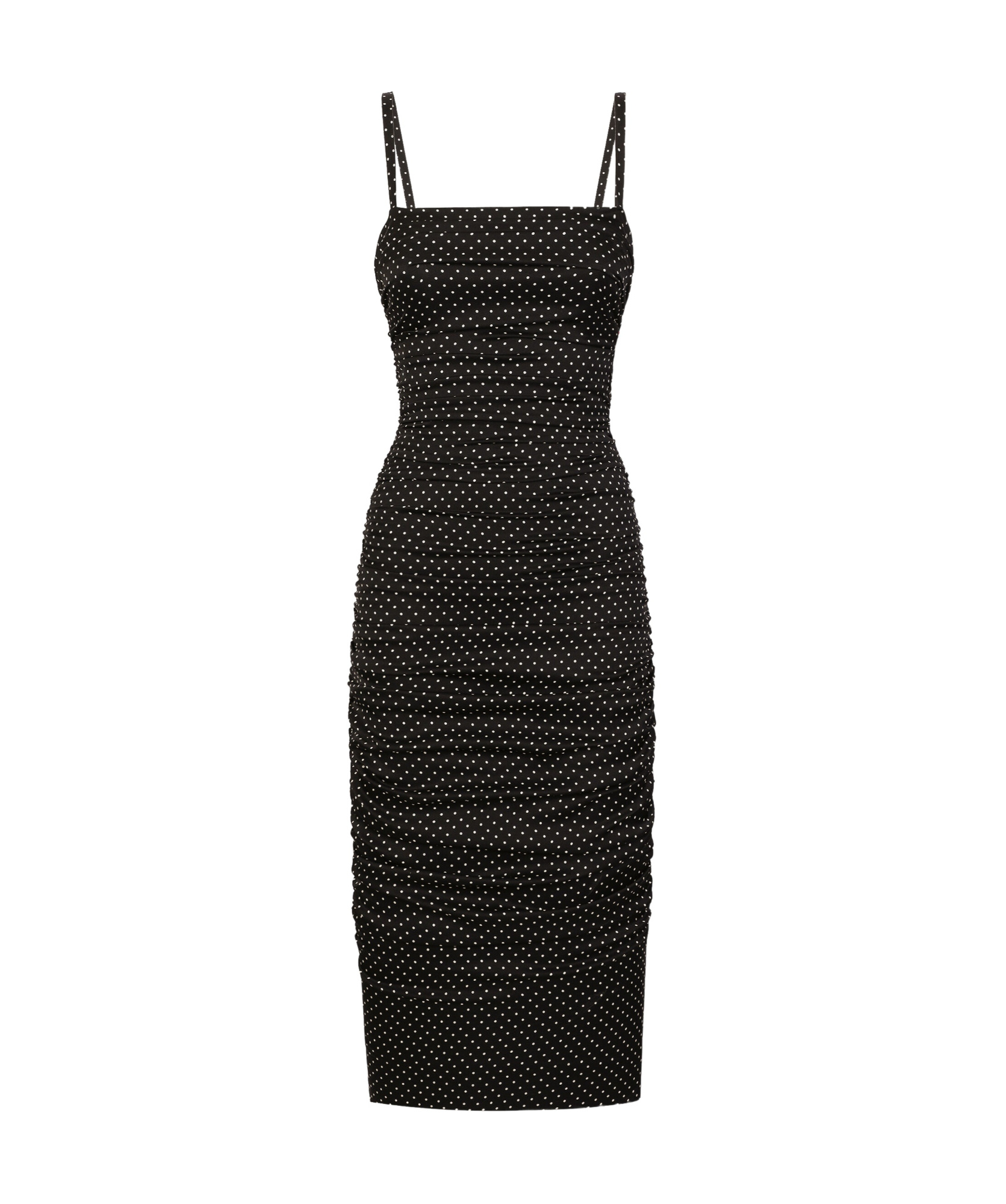 Dolce & Gabbana Polka Dot Midi Dress In Black