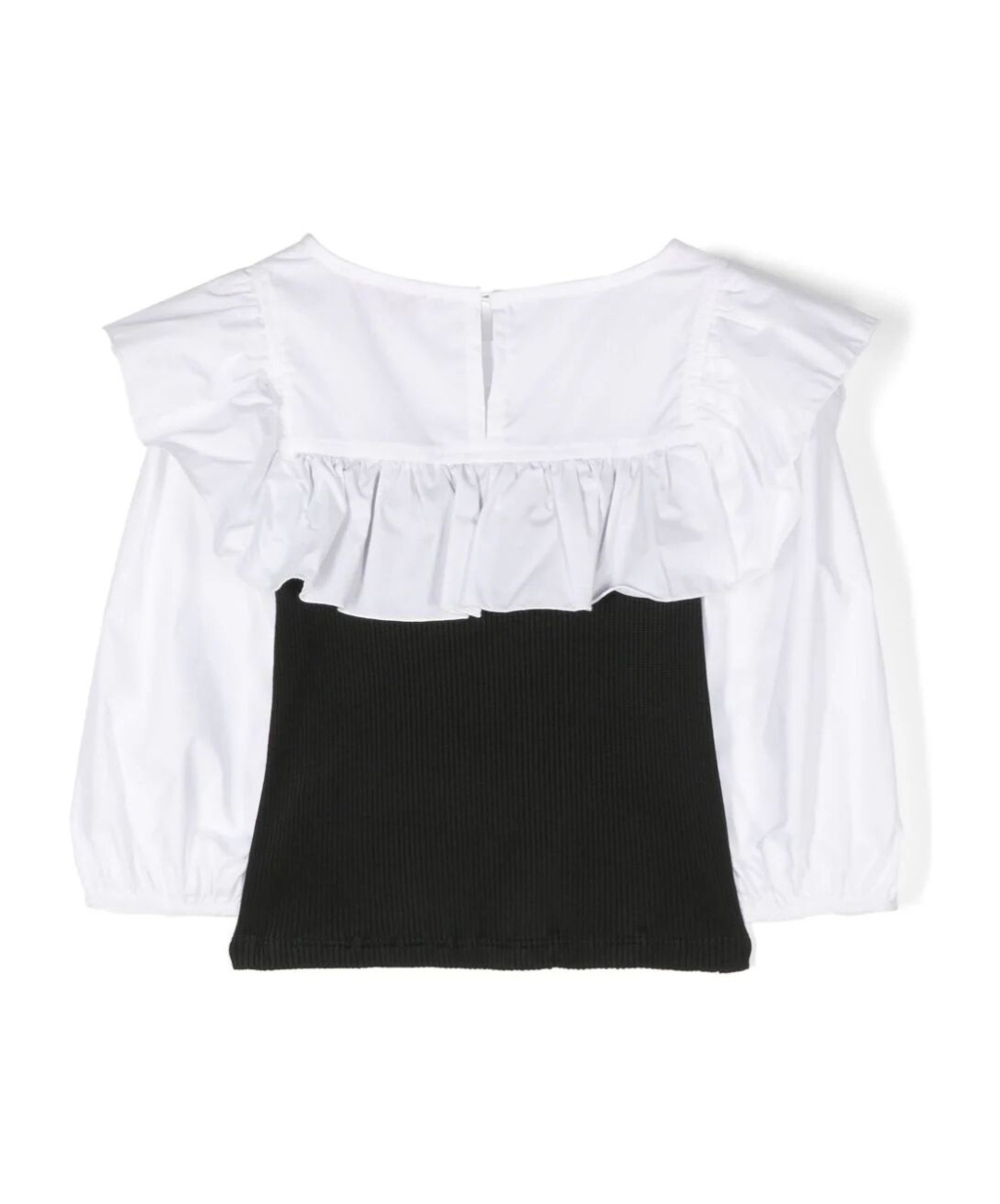 Monnalisa Two-tone Ruffle-detail Blouse In White