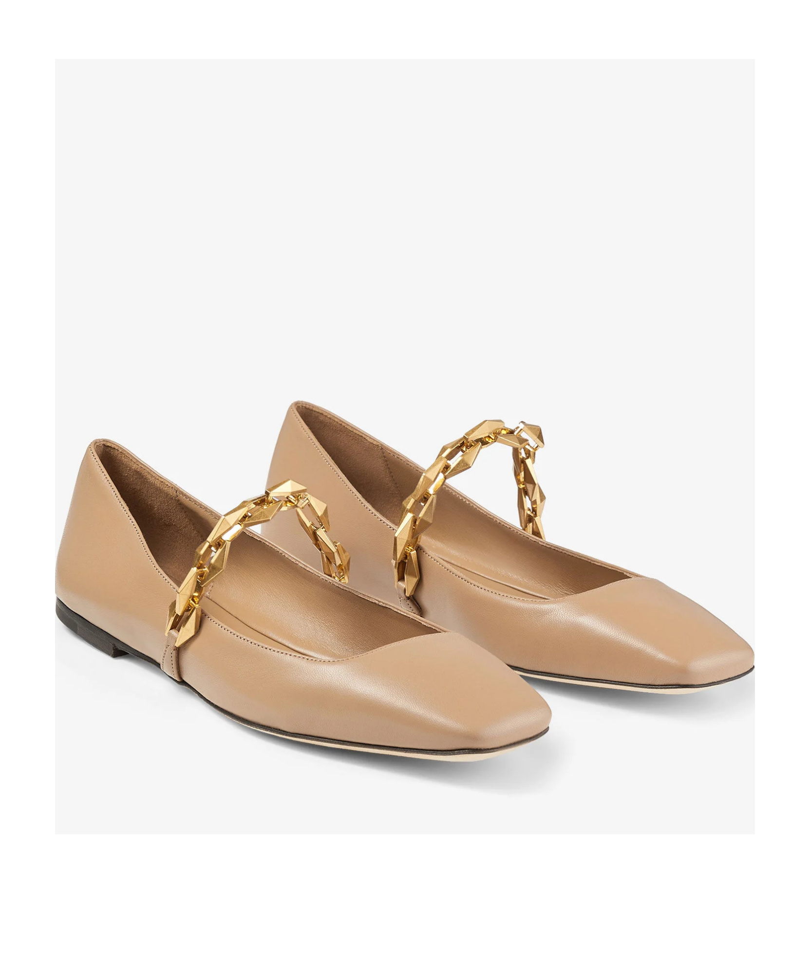 Jimmy Choo Beige Diamond Tilda Ballerina Flats In Nude