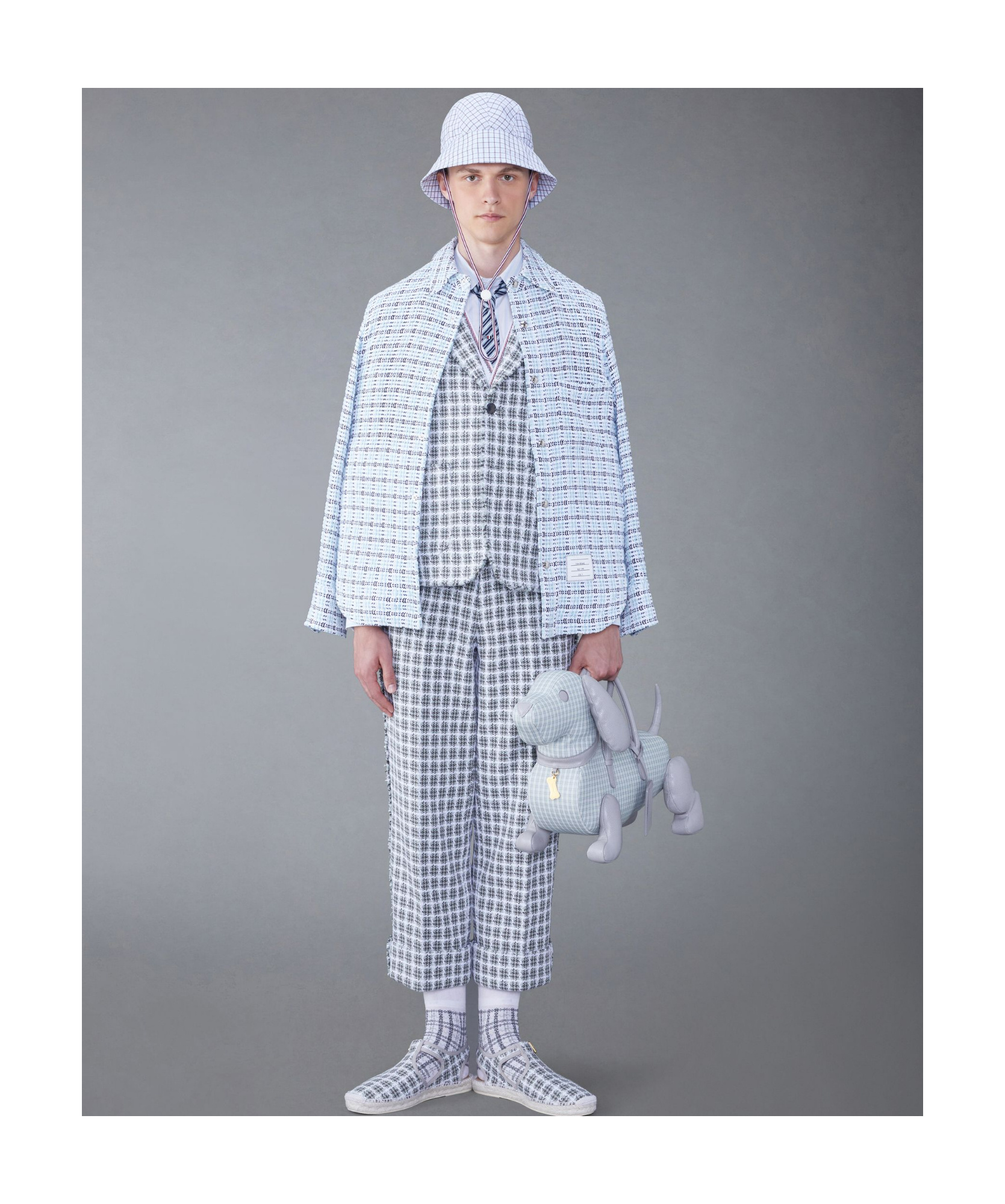 Thom Browne Mens Medium Blue Check-pattern Slip-pocket Regular-fit Cotton Shirt In Blue