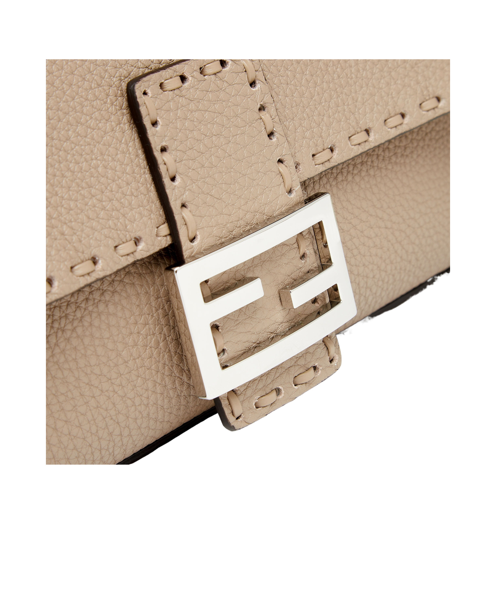 Fendi Dove Grey Selleria Bag With 612 Hand-sewn Topstitches In Nude