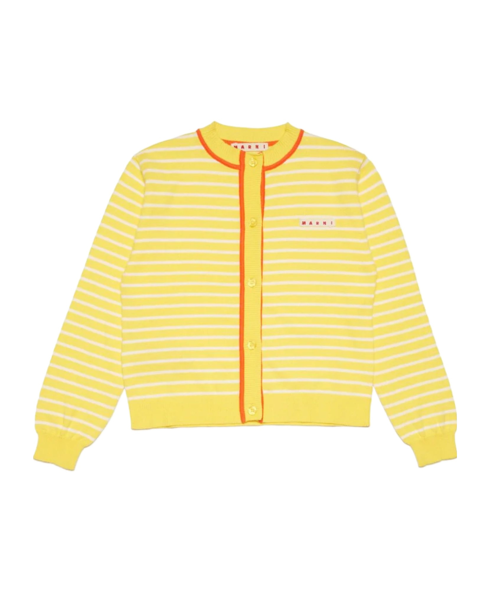 Marni Striped-pattern Cotton Cardigan In Yellow