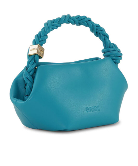Ganni Bou Braided-handle Mini Bag In Blue