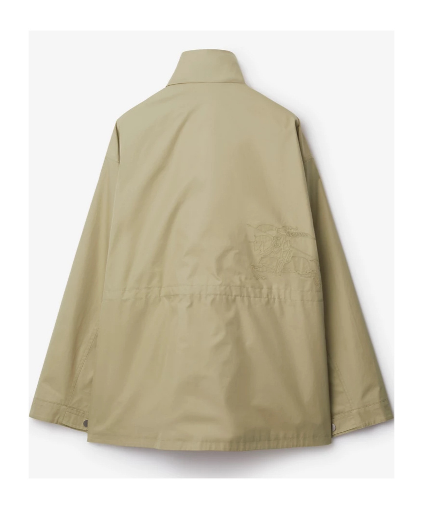 Burberry Gabardine Jacket With High Collar And Pockets In Nude